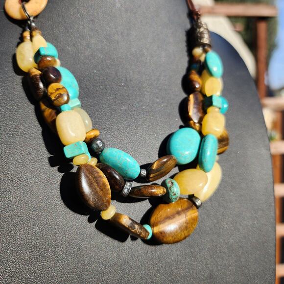 Silpada Turquoise Necklace N1858 Tigers Eye Calcite 925 Sterling Silver Leather - Picture 5 of 16
